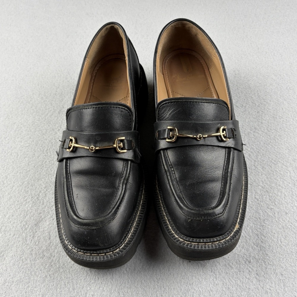 Sam Edelman Black Leather Horsebit Lug Sole Loafers Women's Size 7.5